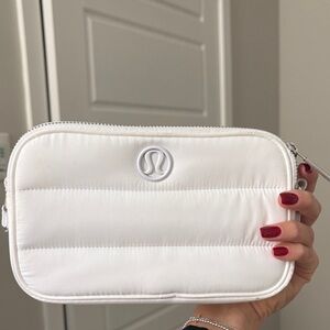 Lululemon Athletica White Quilted Cosmetic Bag